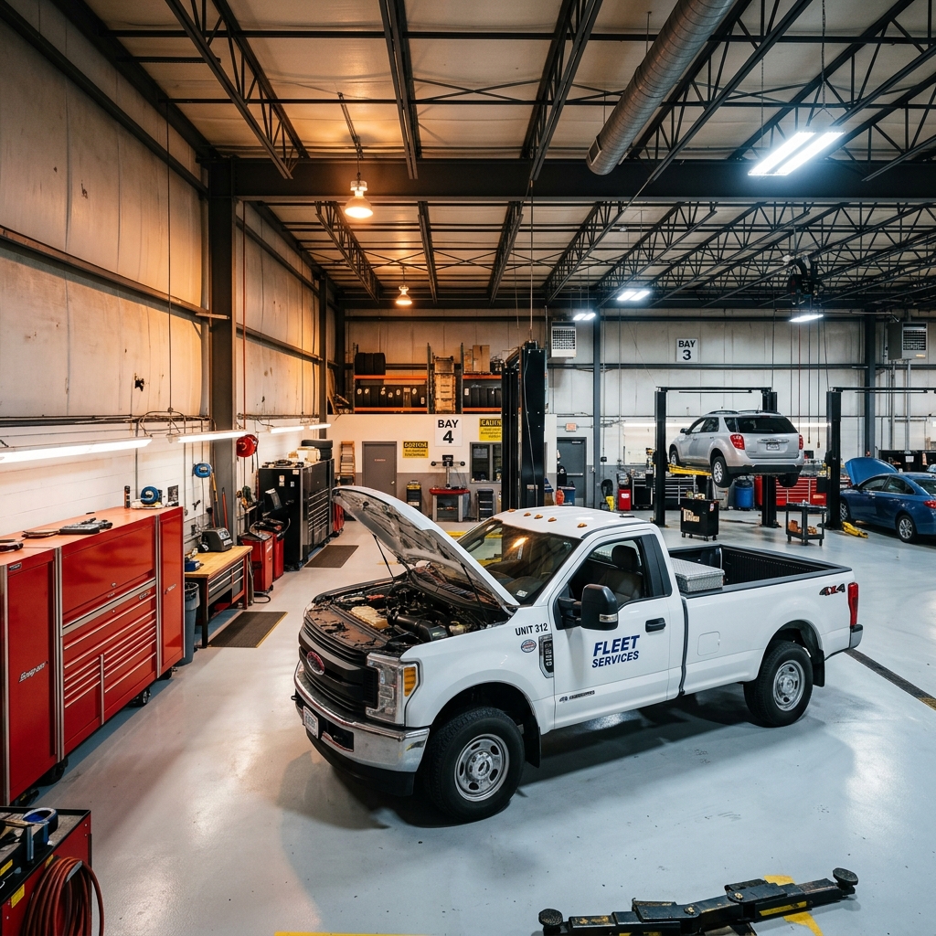 Professional auto repair shop interior
